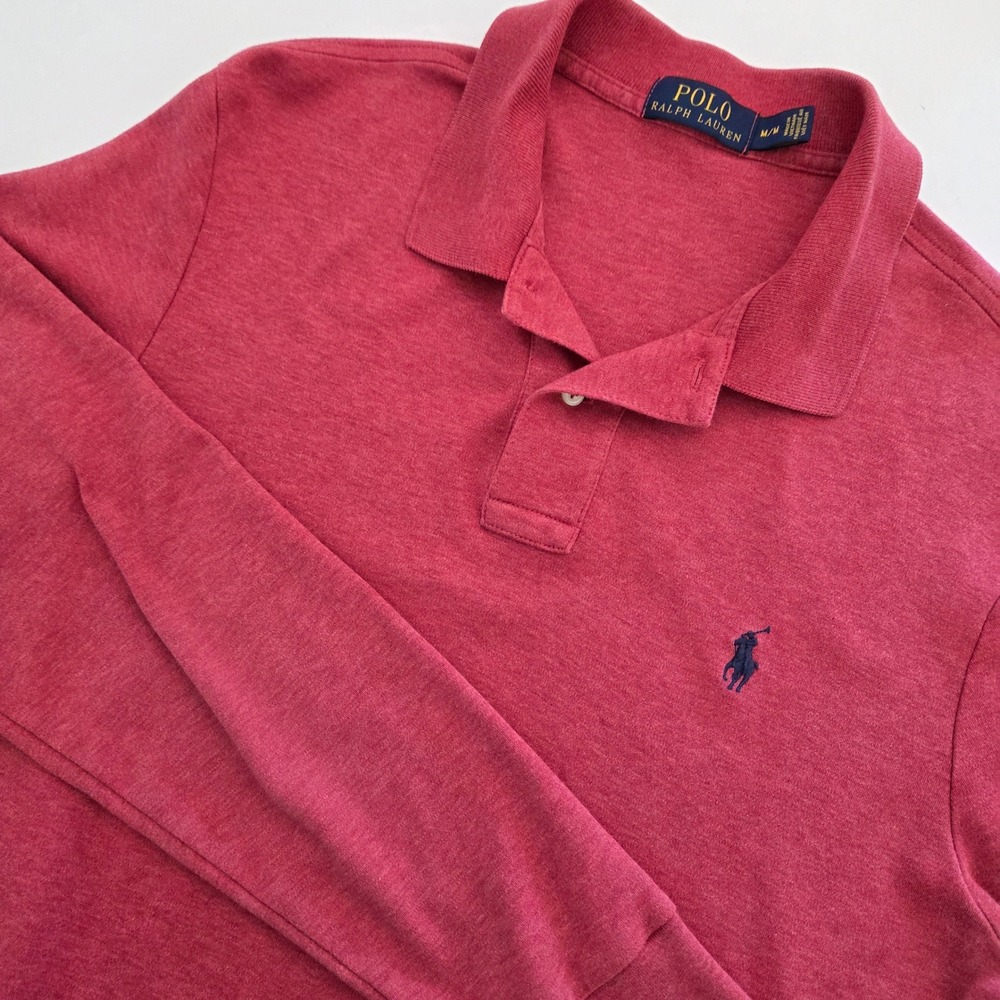 Polo Ralph‎ Lauren Polo Shirt Red Long Sleeve Cotton Mens Medium